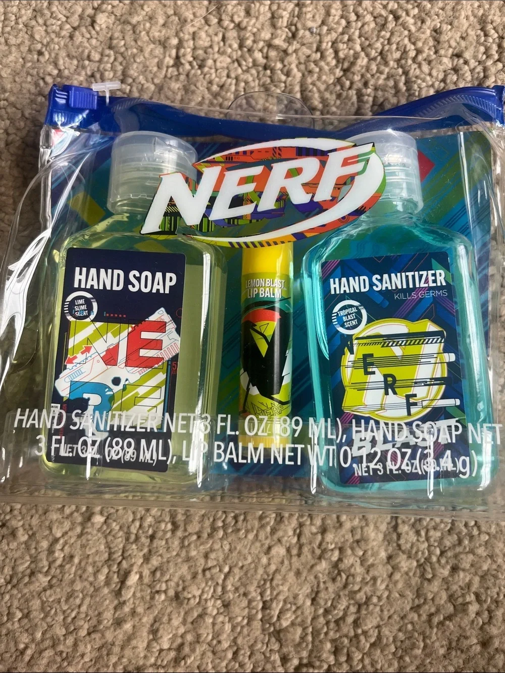 Nerf or Power Rangers Hand Soap, Hand Sanitizer and Flavored Lip Balm